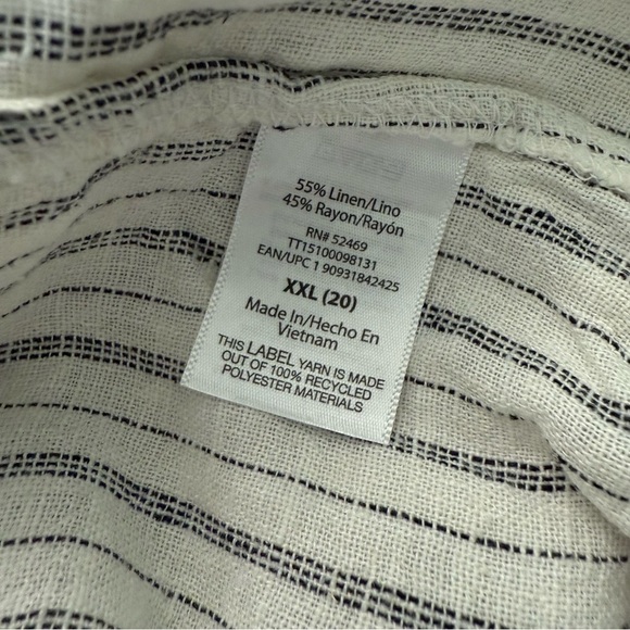 Smocked waist Wide Leg Striped Linen Blend Pants Size XXL (20) NWT Pockets - Picture 10 of 10